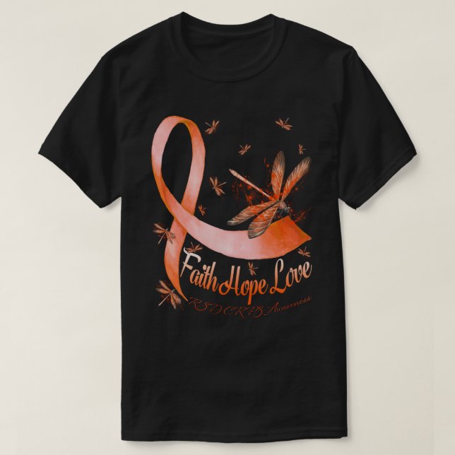Faith Hope Love RSD CRPS Awareness Dragonfly T-Shirt (Design Front)