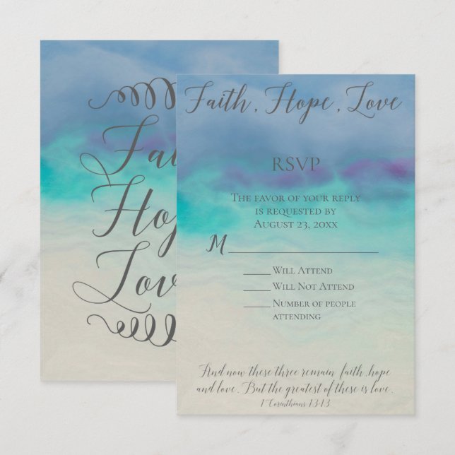 Faith Hope Love RSVP Reply Card (Front/Back)