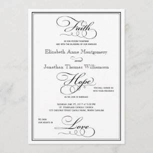Faith Hope Love Script Wedding Invitation
