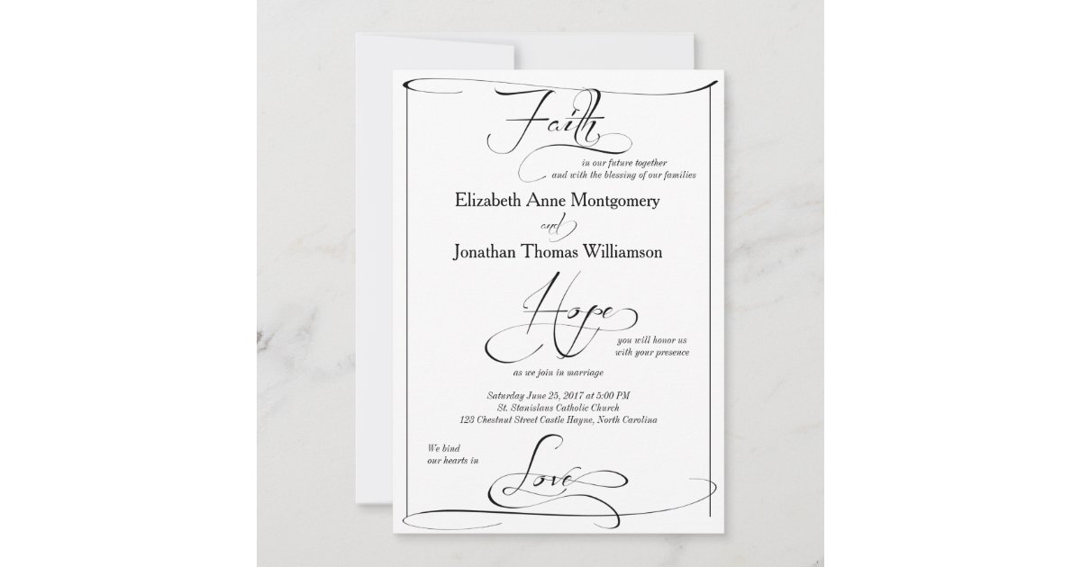 Faith Hope Love Script Wedding Invitation | Zazzle