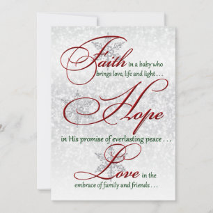 Faith, Hope, Love Silver PHOTO Christmas Card