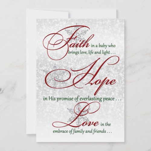 Faith Hope Love Silver PHOTO Christmas Card