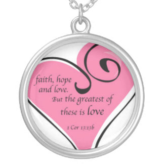 faith hope love silver plated necklace