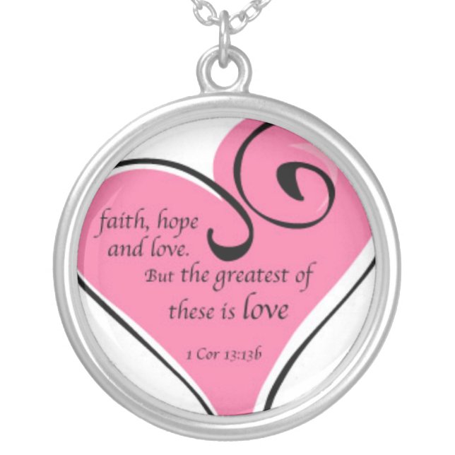 faith hope love silver plated necklace (Front)