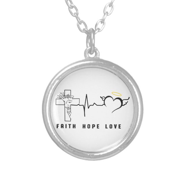 FAITH HOPE LOVE    SILVER PLATED NECKLACE (Front)