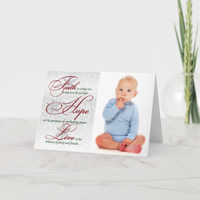 Faith, Hope, Love Snowflakes PHOTO Christmas Card (Front)