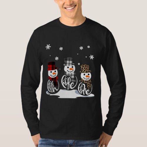 Faith Hope Love Snowman Jesus Christian Christmas T_Shirt