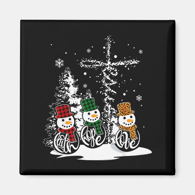 Faith Hope Love Snowman Jesus Christian Tree Chris Magnet (Front)