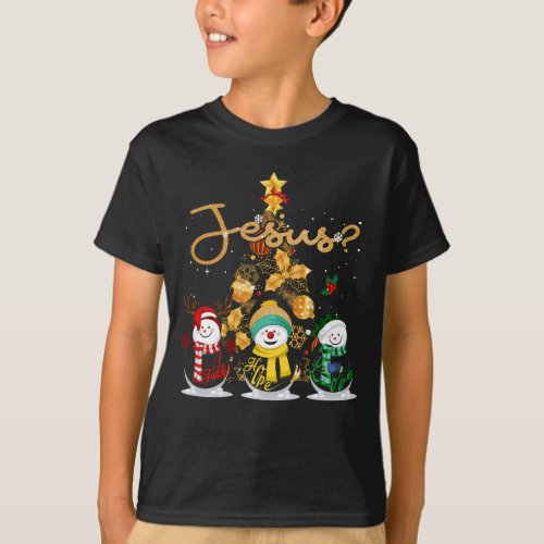 Faith Hope Love Snowman Jesus Funny Xmas Cross For T_Shirt