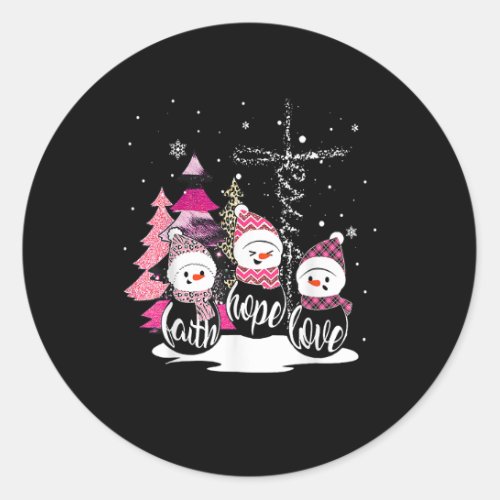 Faith Hope Love Snowman Jesus Xmas Tree Christian Classic Round Sticker