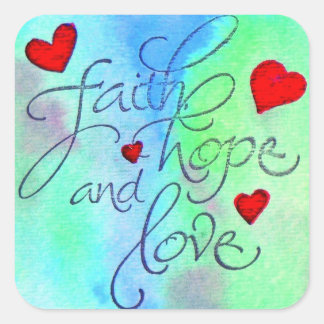 faith hope love square sticker