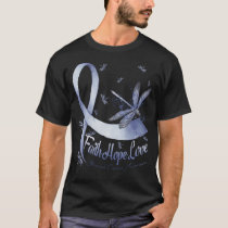 Faith Hope Love Stomach Cancer Awareness Dragonfly T-Shirt