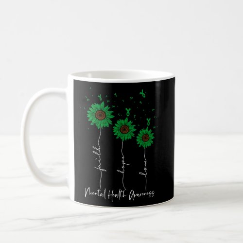 Faith Hope Love Sunflower Blue Mental Health Aware Coffee Mug