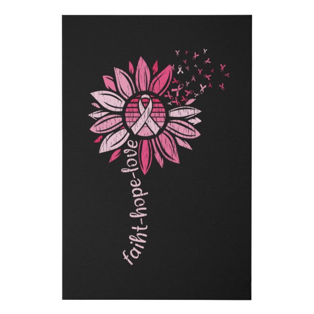 Faith Hope Love Sunflower Breast Cancer Awareness  Faux Canvas Print (Front)