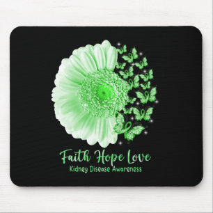 Faith Hope Love Sunflower Butterfly Kidney Disease Mouse Pad