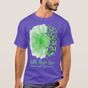 Faith Hope Love Sunflower Butterfly Mental Health T-Shirt