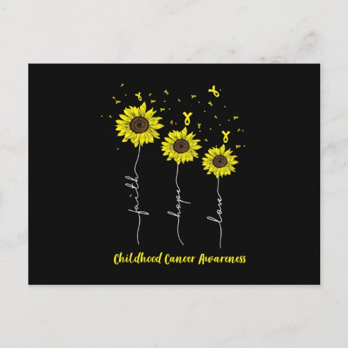 Faith Hope Love Sunflower Childhood Cancer Announcement Postcard