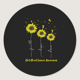 Faith Hope Love Sunflower Childhood Cancer Awarene Classic Round Sticker
