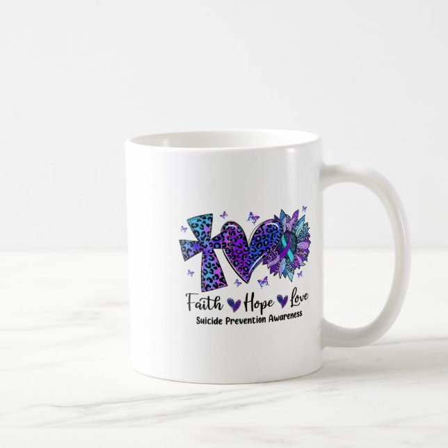 Faith Hope Love Sunflower Leopard Suicide Awarenes Coffee Mug (Right)