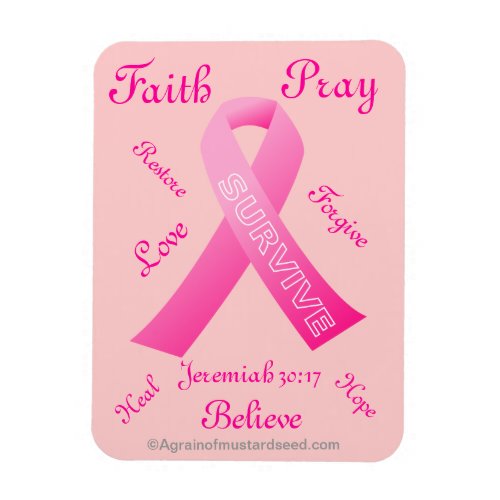 Faith Hope Love Survive Pink Ribbon Magnet