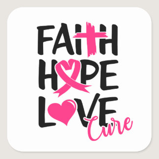 Faith Hope Love T-Shirt Keychain Button Silver Pla Square Sticker