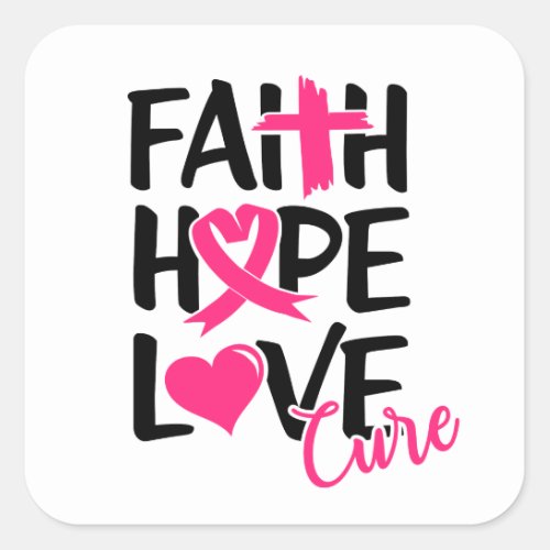 Faith Hope Love T_Shirt Keychain Button Silver Pla Square Sticker