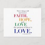 Faith, Hope, Love, The Greatest Of These Is Love. Postcard at Zazzle