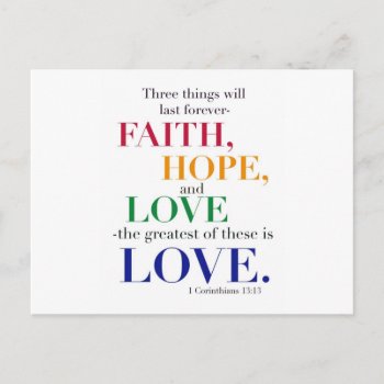 Faith  Hope  Love  The Greatest Of These Is Love. Postcard by PureJoyShop at Zazzle
