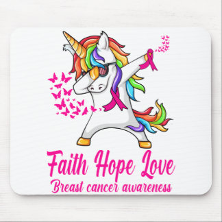 faith hope love unicorn breast cancer awareness mouse pad