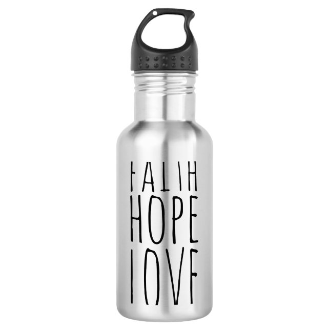 Faith Hope Love Water Bottle (Front)