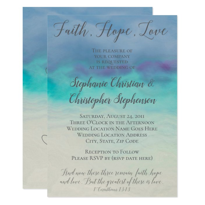 Faith Hope Love Watercolor Bible Verse Wedding Invitation Zazzle