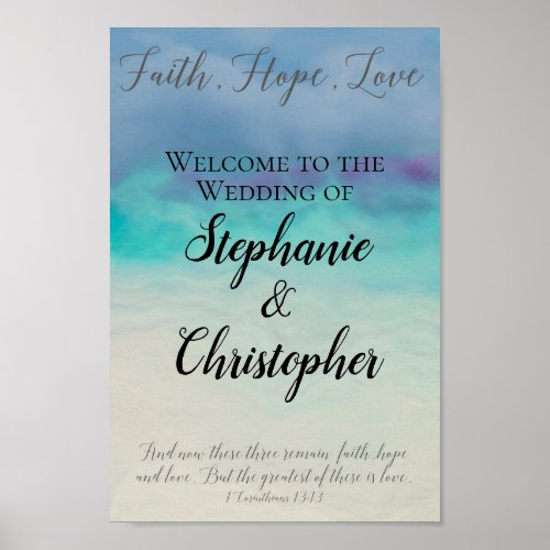 Faith Hope Love Watercolor Bible Verse Wedding Poster