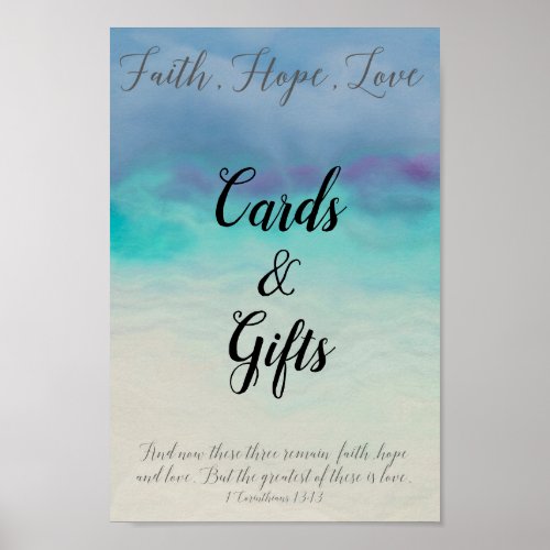 Faith Hope Love Watercolor Bible Verse Wedding Poster