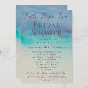 Faith Hope Love Watercolor Elegant Bridal Shower Invitation