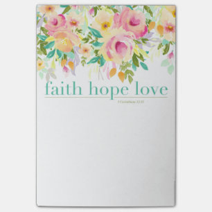 Faith Hope Love Watercolor Floral Post-it® Notes
