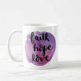 Faith Hope Love Watercolor Purple Mug