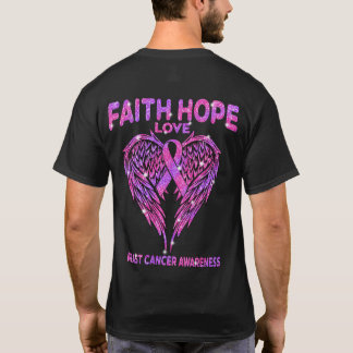 Faith Hope Love Wings Breast Cancer Awareness T-Shirt