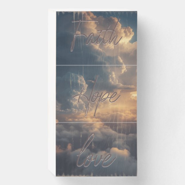 Faith Hope Love Wood Box Sign (Front Vertical)