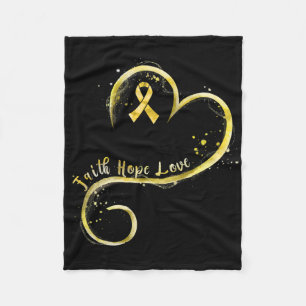 Faith Hope Love Yellow Ribbon Childhood Cancer Awa Fleece Blanket