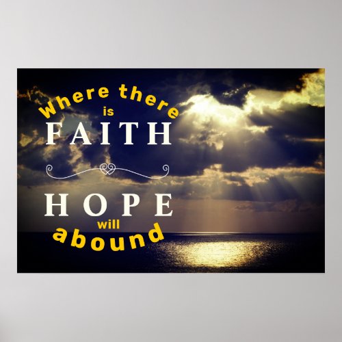 Faith  Hope Sunset Inspirational Wall Poster