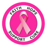 FAITH HOPE SUPPORT CURE CLASSIC ROUND STICKER