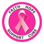 FAITH HOPE SUPPORT CURE CLASSIC ROUND STICKER