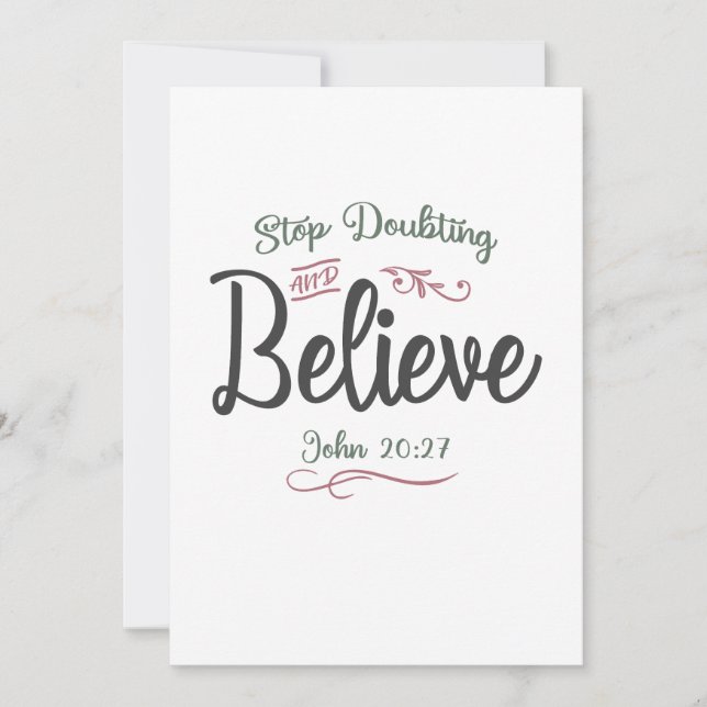 Faith Ignited - Stop Doubting and Believe Design Thank You Card (Front)
