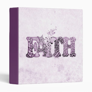 Faith in purple textured letters 3 ring binder