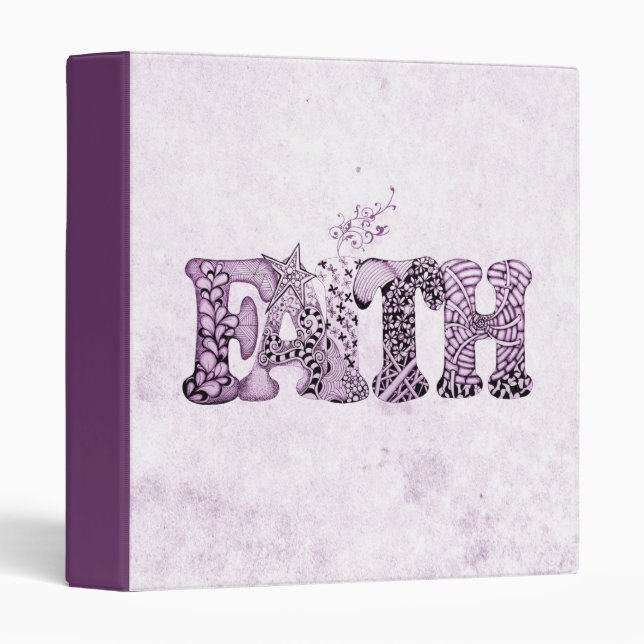 Faith in purple textured letters 3 ring binder (Front/Spine)
