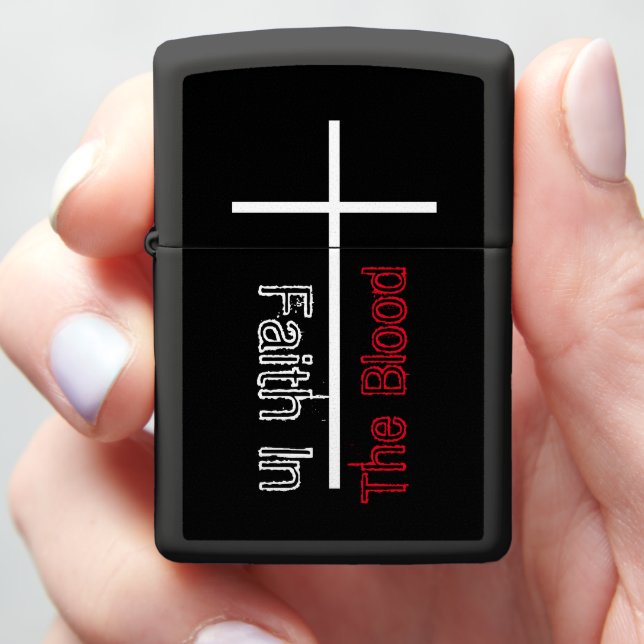 Faith In The Blood Christian Cross  Zippo Lighter (In Hand)