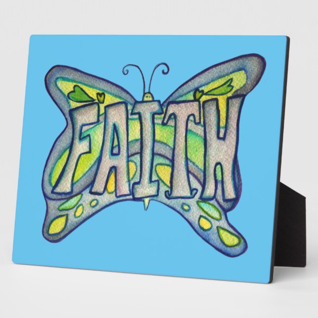 Faith Inspirational Butterfly Painting Gift Plaque (Side)