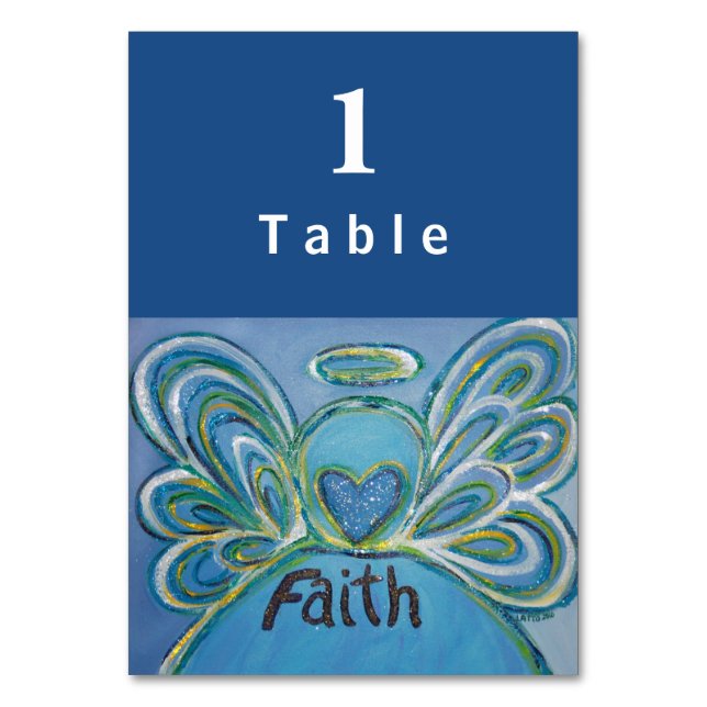 Faith Inspirational Word Angel Custom Table Cards (Front)