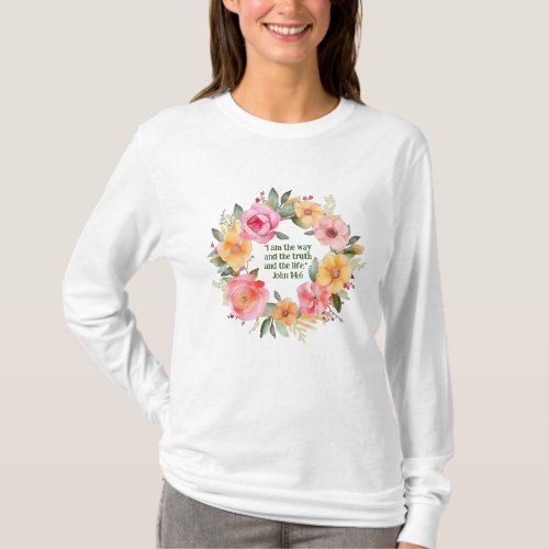 Faith_inspired Floral Wreath Religious Quote T_Shirt
