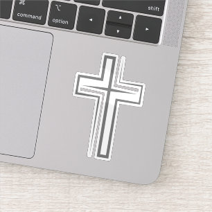 Faith-Inspired Gray Cross Symbol Sticker